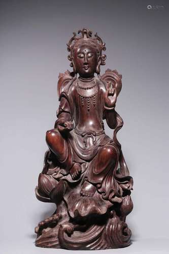 A CARVED AGALLOCH GUANYIN