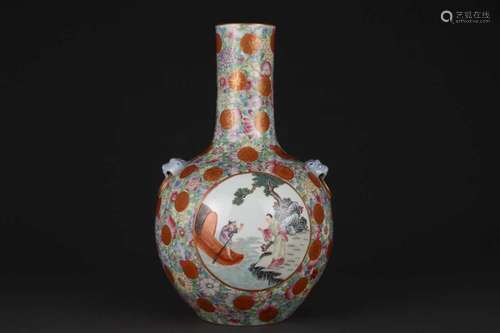 AN ENAMELED VASE.MARK OF QIANLONG