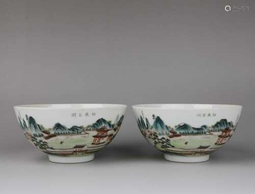 A PAIR OF WUCAI BOWLS.MARK OF DAOGUANG