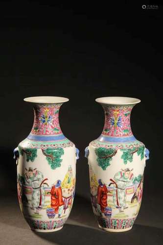 A PAIR OF FAMILLE-ROSE VASES