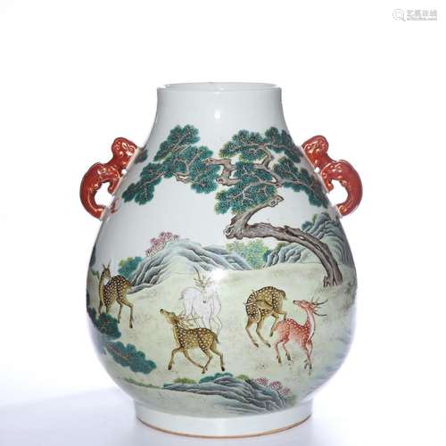 A FAMILLE-ROSE VASE.MARK OF QIANLONG