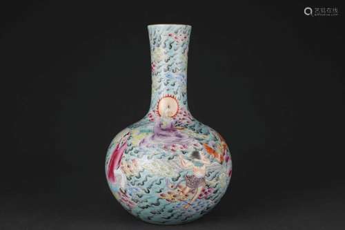 A FAMILLE-ROSE BOTTLE VASE.MARK OF YONGZHENG