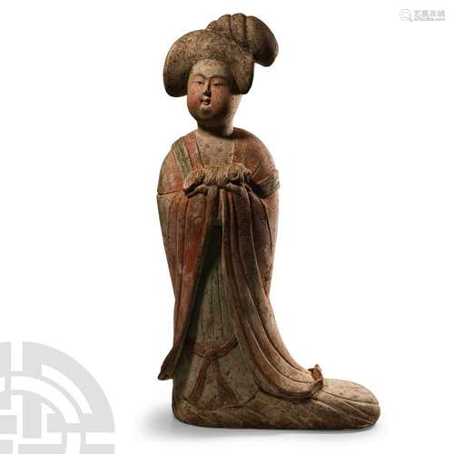 Chinese Tang Ceramic Court Lady with Flowing Gown