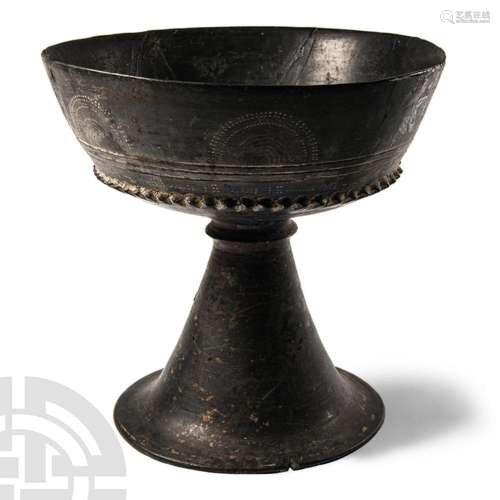 Etruscan Bucchero Chalice with Decoration