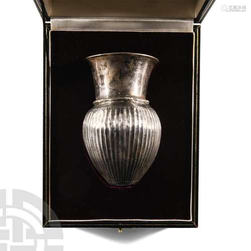 Eastern Greek Ribbed Silver Vase