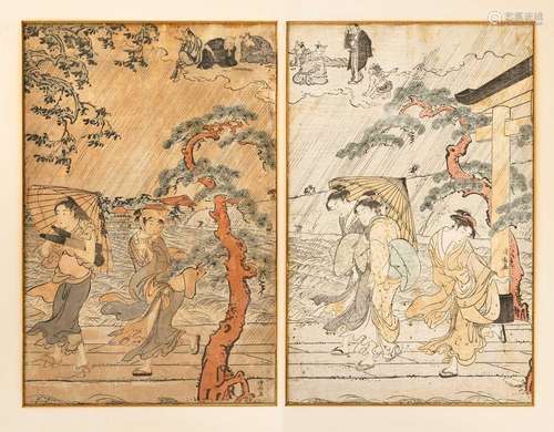 TORII KIYONAGA (1752-1815) EDO PERIOD, C.1787 Two Japanese w...