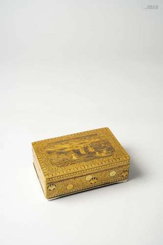 A FINE AND LARGE INLAID IRON BOX AND COVER BY KOMAI SEIBEI M...