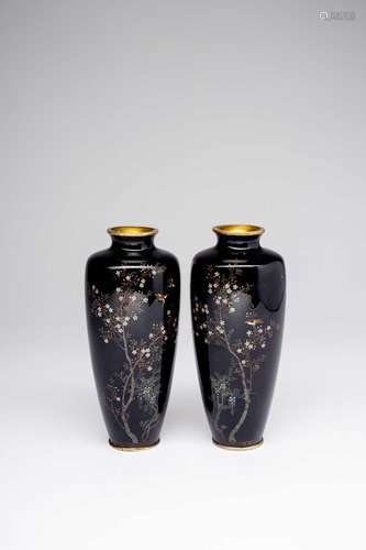 A PAIR OF JAPANESE CLOISONNE VASES MEIJI ERA, 19TH/20TH CENT...