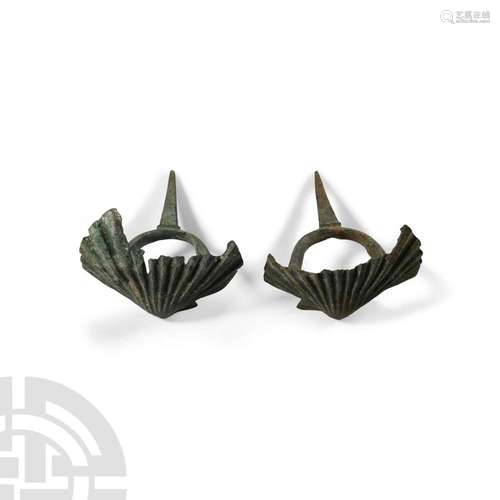 Roman Bronze Scallop Shell Attachment Pair