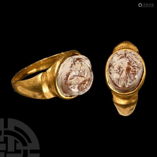 Roman Gold Ring with Carnelian Cameo of Eros