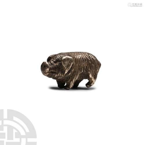 Roman Silver Pig Statuette