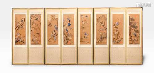 A KOREAN EIGHT-FOLD HWAJO (BIRDS AND FLOWERS) SCREEN JOSEON ...