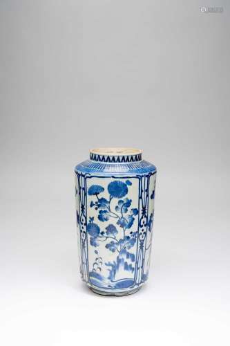 A JAPANESE BLUE AND WHITE CYLINDRICAL JAR EDO PERIOD, C.1660...