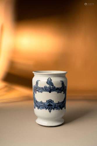 A RARE JAPANESE BLUE AND WHITE DRUG JAR FOR THE WESTERN MARK...
