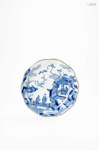 A LARGE JAPANESE BLUE AND WHITE DISH EDO PERIOD, 17TH CENTUR...