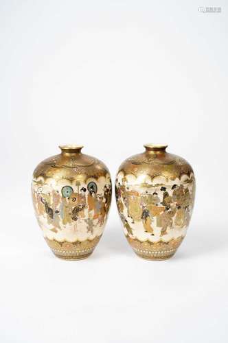 A PAIR OF JAPANESE SATSUMA VASES BY GENZAN MEIJI ERA, 19TH/2...