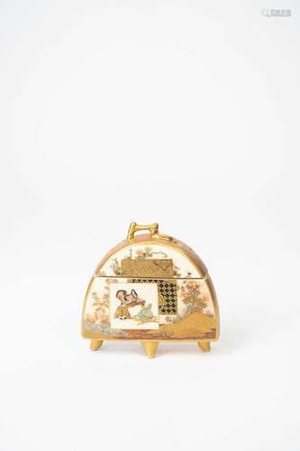 AN UNUSUAL JAPANESE SATSUMA KORO (INCENSE BURNER AND COVER) ...