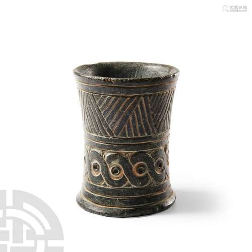 Elamite Chlorite Vessel with Geometric Decoration