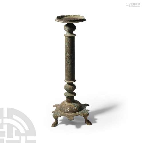 Western Asiatic Bronze Openwork Lamp Stand