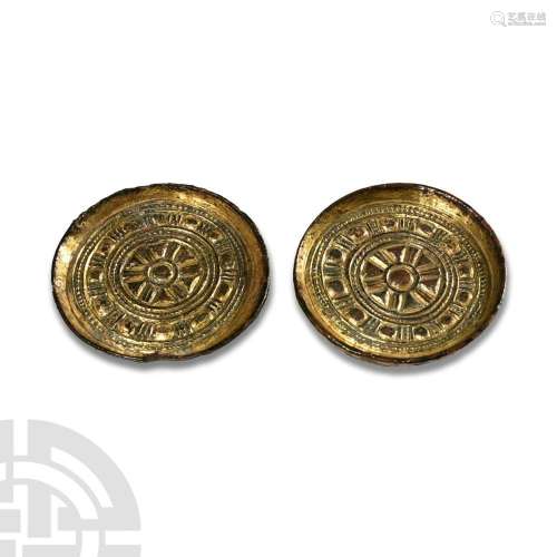 Anglo-Saxon Gilt Bronze Saucer Brooch Pair