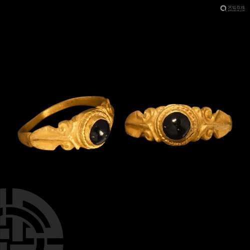 Merovingian Gold Ring with Garnet Gemstone