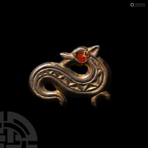 Frankish Silver-Gilt Hippocampus Brooch