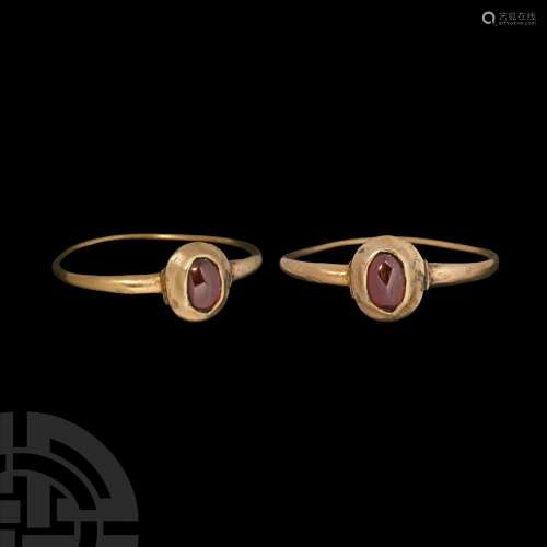 'The Bossingham' Medieval Gold Ring with Cabochon Ga...