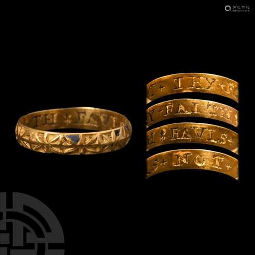 Post Medieval Gold 'Thy Faith Favls Not' Decorated P...