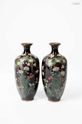 A PAIR OF JAPANESE CLOISONNE VASES MEIJI ERA, 19TH/20TH CENT...