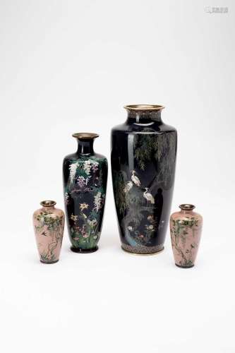 A SMALL COLLECTION OF JAPANESE CLOISONNE VASES MEIJI ERA, 19...