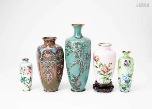 A COLLECTION OF JAPANESE CLOISONNE VASES MEIJI AND LATER, 19...