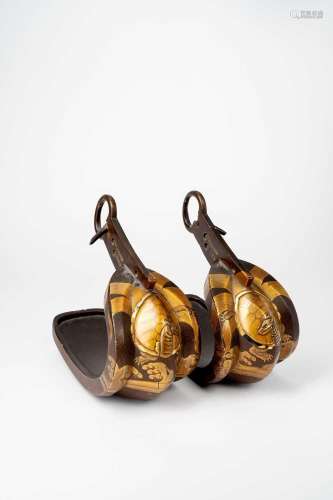 A PAIR OF JAPANESE LACQUERED ABUMI (STIRRUPS) EDO PERIOD, 19...