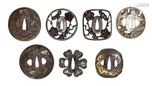 A COLLECTION OF SEVEN JAPANESE TSUBA (SWORD GUARDS) EDO AND ...