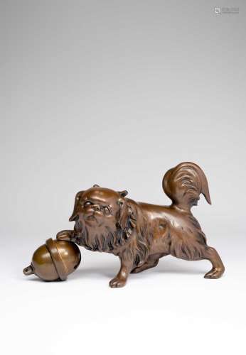 A JAPANESE BRONZE MODEL OF A DOG MEIJI OR LATER, 20TH CENTUR...