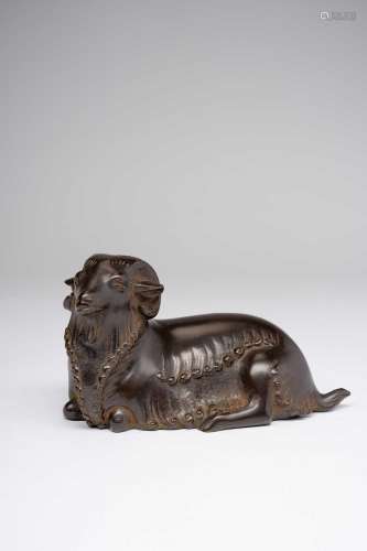 A JAPANESE BRONZE OKIMONO OF A RAM MEIJI OR LATER, 19TH OR 2...