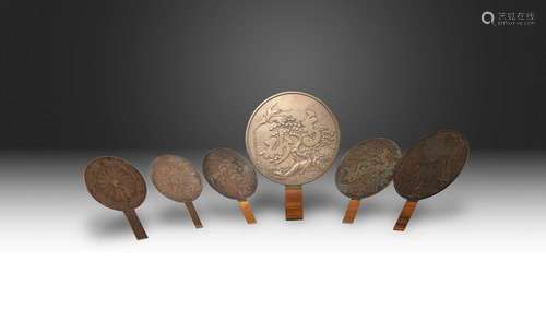 A COLLECTION OF SIX JAPANESE BRONZE MIRRORSMEIJI OR LATER, 1...