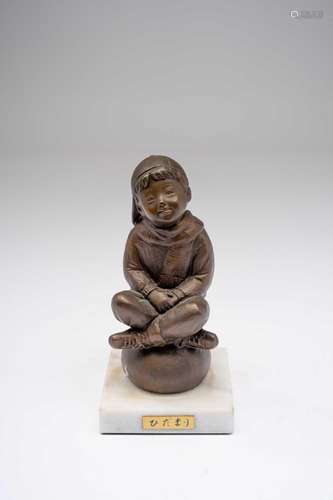 A JAPANESE BRONZE FIGURE OF A BOY MODERN, 20TH CENTURY The c...