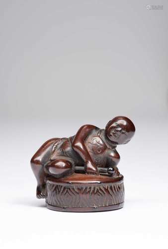 A JAPANESE WOOD NETSUKE EDO OR MEIJI, 19TH CENTURY Modelled ...