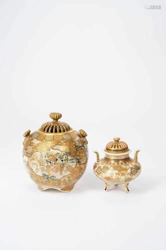 TWO JAPANESE SATSUMA KORO (INCENSE BURNERS) MEIJI ERA, 19TH/...