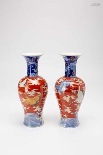 A PAIR OF JAPANESE VASES BY THE FUKAGAWA COMPANY MEIJI OR LA...