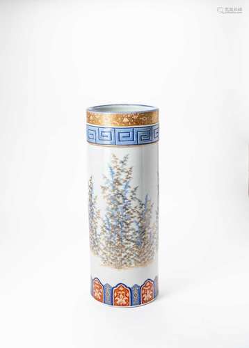 A JAPANESE PORCELAIN UMBRELLA STAND BY THE FUKAGAWA KORANSHA...