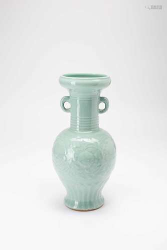 A JAPANESE CELADON MOULDED VASE BY SUWA SOZAN I (1851-1922) ...