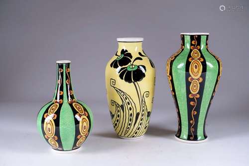 Charles Catteau (1880-1966).\nTrois vases Art Déco e