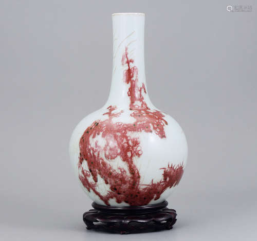 清中期 釉裡紅梅紋天球瓶