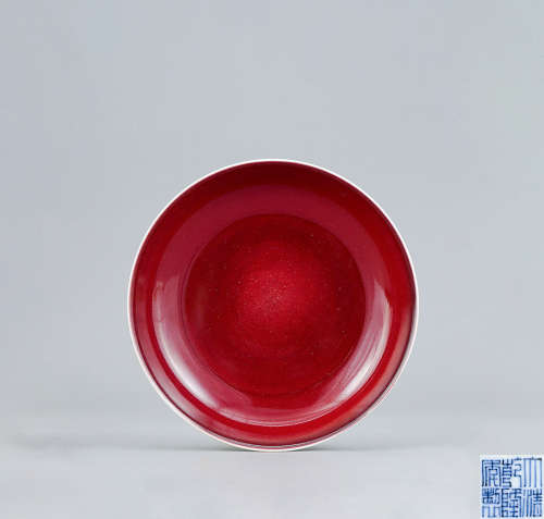 清乾隆 祭紅釉盤 