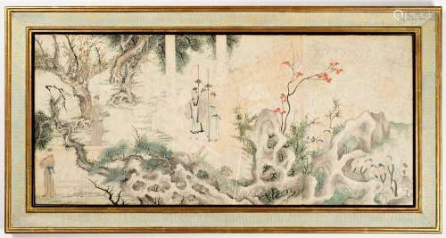 ANONYMOUS (19TH CENTURY)SCHOLAR IN A GARDENA Chinese paintin...