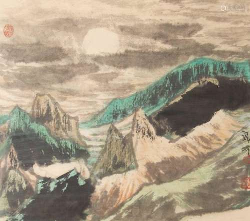 LI BAOLIN (1936-) MOONLIGHTA Chinese painting, ink and colou...