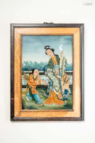 A PAIR OF CHINESE REVERSE GLASS PAINTINGS EARLY 20TH CENTURY...
