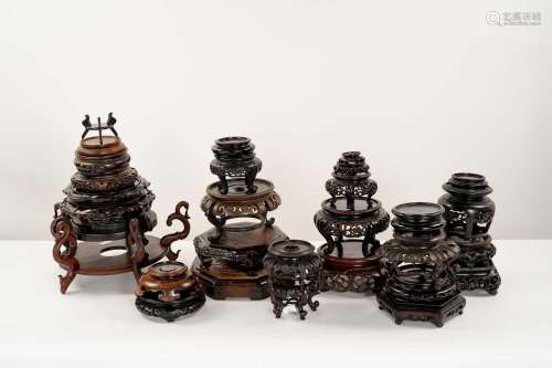A COLLECTION OF CHINESE WOOD STANDS AND COVERS19TH AND 20TH ...