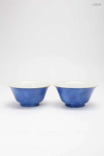 A PAIR OF CHINESE POWDER-BLUE GROUND BOWLSQING DYNASTYEach w...